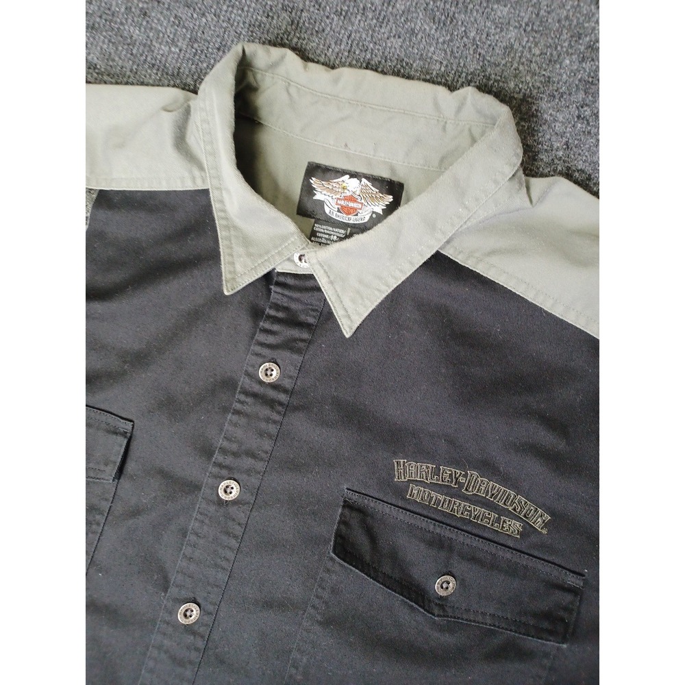 Harley-Davidson Motorcycles Mens 3XL Short Sleeve Button-Down Shirt Skull